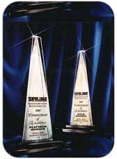 Picture of the Arthur Awards that were given to Layton for superior customer satisfaction.